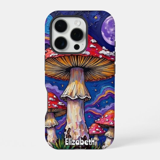 Psychedelic Mushroom Night iPhone Hoesje (Achterkant)