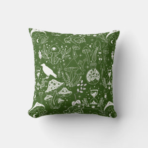 Psychedelic Mushroom Pattern 2D.BW.b D Groen BG Kussen