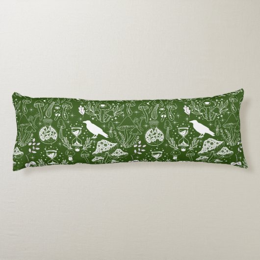 Psychedelic Mushroom Pattern 2D.BW.b D Groen BG Lichaamskussen (Achterkant)