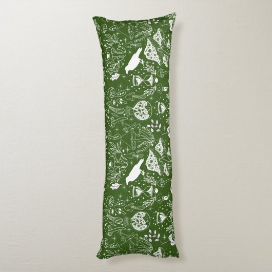 Psychedelic Mushroom Pattern 2D.BW.b D Groen BG Lichaamskussen (Achterkant (Verticaal))