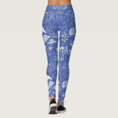 Psychedelic Mushroom Pattern 2D.BW.b L Blauw BG Leggings (Achterkant)