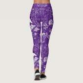 Psychedelic Mushroom Pattern 2D.BW.b Paarse BG Leggings (Achterkant)