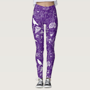 Psychedelic Mushroom Pattern 2D.BW.b Paarse BG Leggings