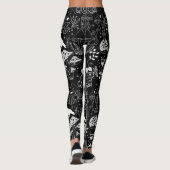 Psychedelic Mushroom Pattern 2D.BW.b Zwart BG Leggings (Achterkant)