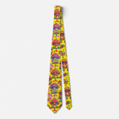 Psychedelic Mushroom Pattern 3D B.B Yellow BG Stropdas (Voorkant)