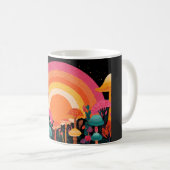 Psychedelic Mushroom Sunset – Retro Fantasy Nature Koffiemok (Voorkant rechts)