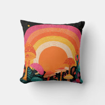 Psychedelic Mushroom Sunset – Retro Fantasy Nature