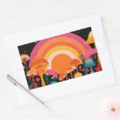 Psychedelic Mushroom Sunset – Retro Fantasy Nature Rechthoekige Sticker (Envelop)