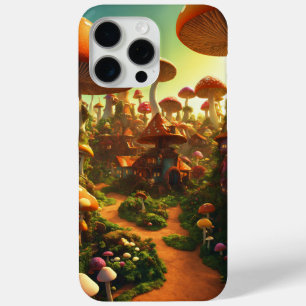 Psychedelic Mushroom Village – Ingewikkelde 3D-wee iPhone 15 Pro Max Hoesje