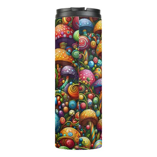 Psychedelic Mushroom Wonderland Pattern Thermosbeker (Achterkant)