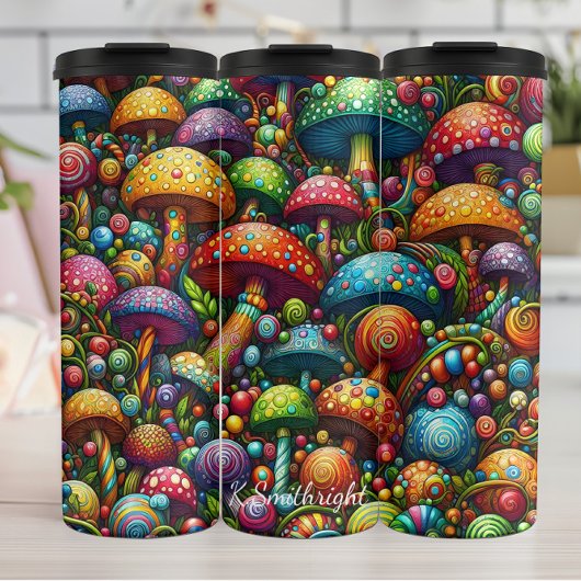 Psychedelic Mushroom Wonderland Pattern Thermosbeker