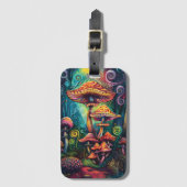 Psychedelic Mushrooms Funky Artwork Bagagelabel (Voorkant (verticaal))