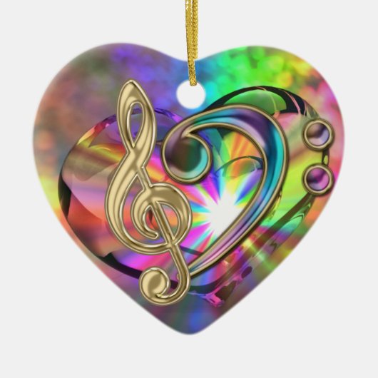 Psychedelic Music Heart Clefs Ornament (Voorkant)