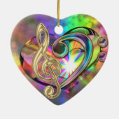 Psychedelic Music Heart Clefs Ornament (Achterkant)