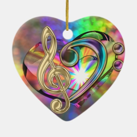 Psychedelic Music Heart Clefs Ornament (Achterkant)