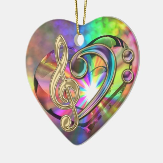 Psychedelic Music Heart Clefs Ornament (Links)