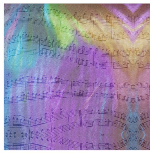 Psychedelic Musical Notes Stof (Close Up)