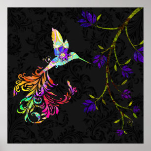Psychedelic namiddag, een bulgvogelafdruk poster