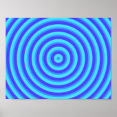 Psychedelic Neon Blue Circles Poster (Voorkant)