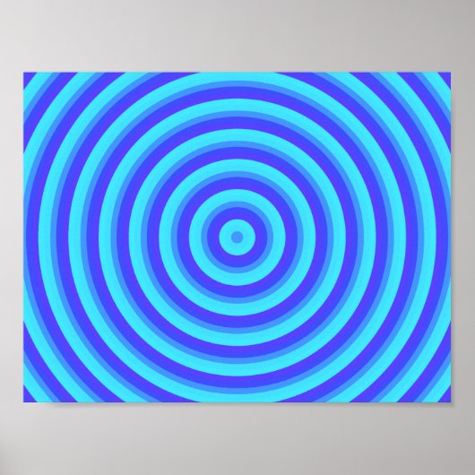 Psychedelic Neon Blue Circles Poster (Voorkant)