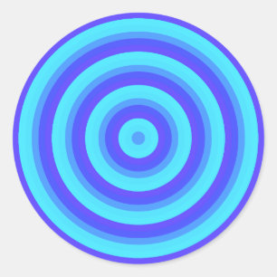 Psychedelic Neon Blue Circles Ronde Sticker
