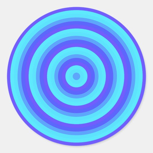 Psychedelic Neon Blue Circles Ronde Sticker (Voorkant)
