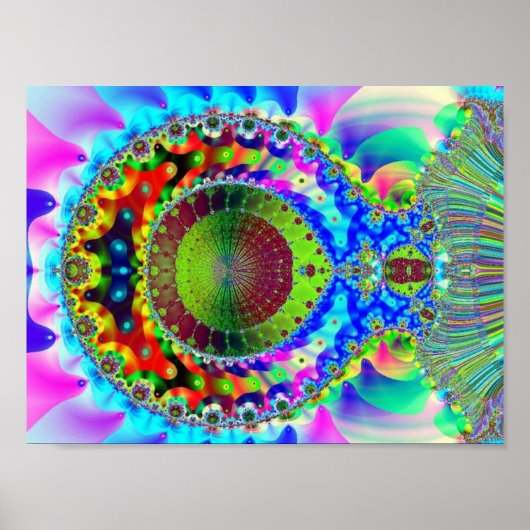 Psychedelic Neon Fractal Poster (Voorkant)
