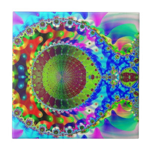 Psychedelic Neon Fractal Tegeltje