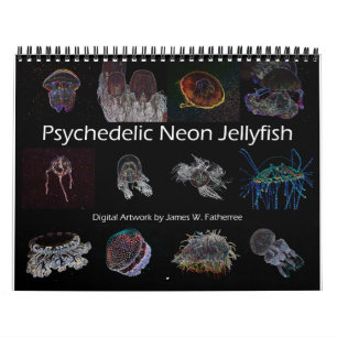 Psychedelic Neon Jellyfish Wall Agenda Kalender