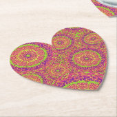 Psychedelic Neon Mandala Swirl Pattern Kartonnen Onderzetters (Gekanteld)