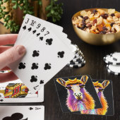 Psychedelic Neon Paars Oranje Funky Llama Pokerkaarten (Insitu)