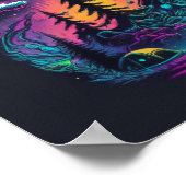 Psychedelic Neon UFO en Alien Ontvoering Kunst Poster (Hoek)