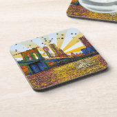 Psychedelic New York City: Brooklyn Bridge, WTC #1 Bier Onderzetter (Linkerzijde)