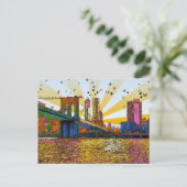 Psychedelic New York City: Brooklyn Bridge, WTC #1 Briefkaart (Staand voorkant)