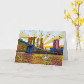 Psychedelic New York City: Brooklyn Bridge, WTC #1 Kaart (Gele Bloem)