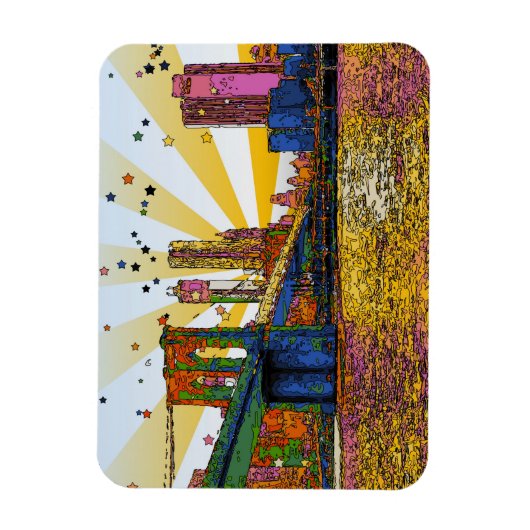 Psychedelic New York City: Brooklyn Bridge, WTC #1 Magneet (Verticaal)