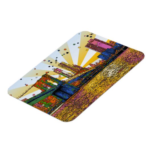 Psychedelic New York City: Brooklyn Bridge, WTC #1 Magneet (Linkerzijde)