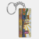 Psychedelic New York City: Brooklyn Bridge, WTC #1 Sleutelhanger (Voorkant Links)