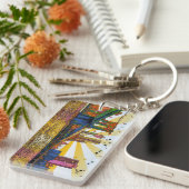 Psychedelic New York City: Brooklyn Bridge, WTC #1 Sleutelhanger (Voorkant Rechts)