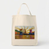 Psychedelic New York City: Brooklyn Bridge, WTC #1 Tote Bag (Voorkant)