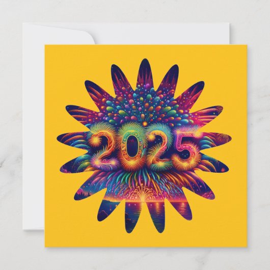 Psychedelic Nieuwjaarsvuurwerk 2025 Kaart (Voorkant)