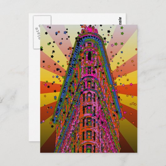 Psychedelic NYC - Bovenkant van het Flatiron-gebou Briefkaart (Voorkant / Achterkant)