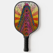 Psychedelic NYC - Bovenkant van het Flatiron-gebou Pickleball Paddle (Achterkant)