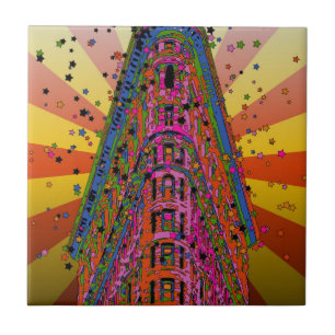 Psychedelic NYC - Bovenkant van het Flatiron-gebou Tegeltje