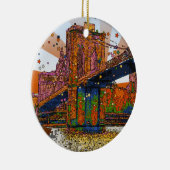 Psychedelic NYC: Brooklyn Bridge #1 Keramisch Ornament (Rechts)