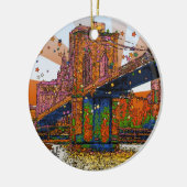 Psychedelic NYC: Brooklyn Bridge #1 Keramisch Ornament (Links)
