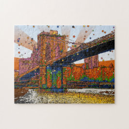 Psychedelic NYC: Brooklyn Bridge #1 Legpuzzel