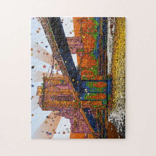 Psychedelic NYC: Brooklyn Bridge #1 Legpuzzel (Verticaal)