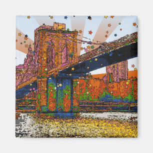 Psychedelic NYC: Brooklyn Bridge #1 Magneet