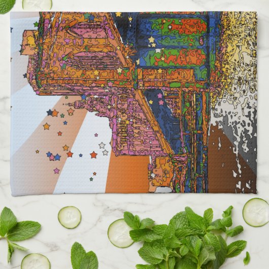 Psychedelic NYC: Brooklyn Bridge #1 Theedoek (Gevouwen)